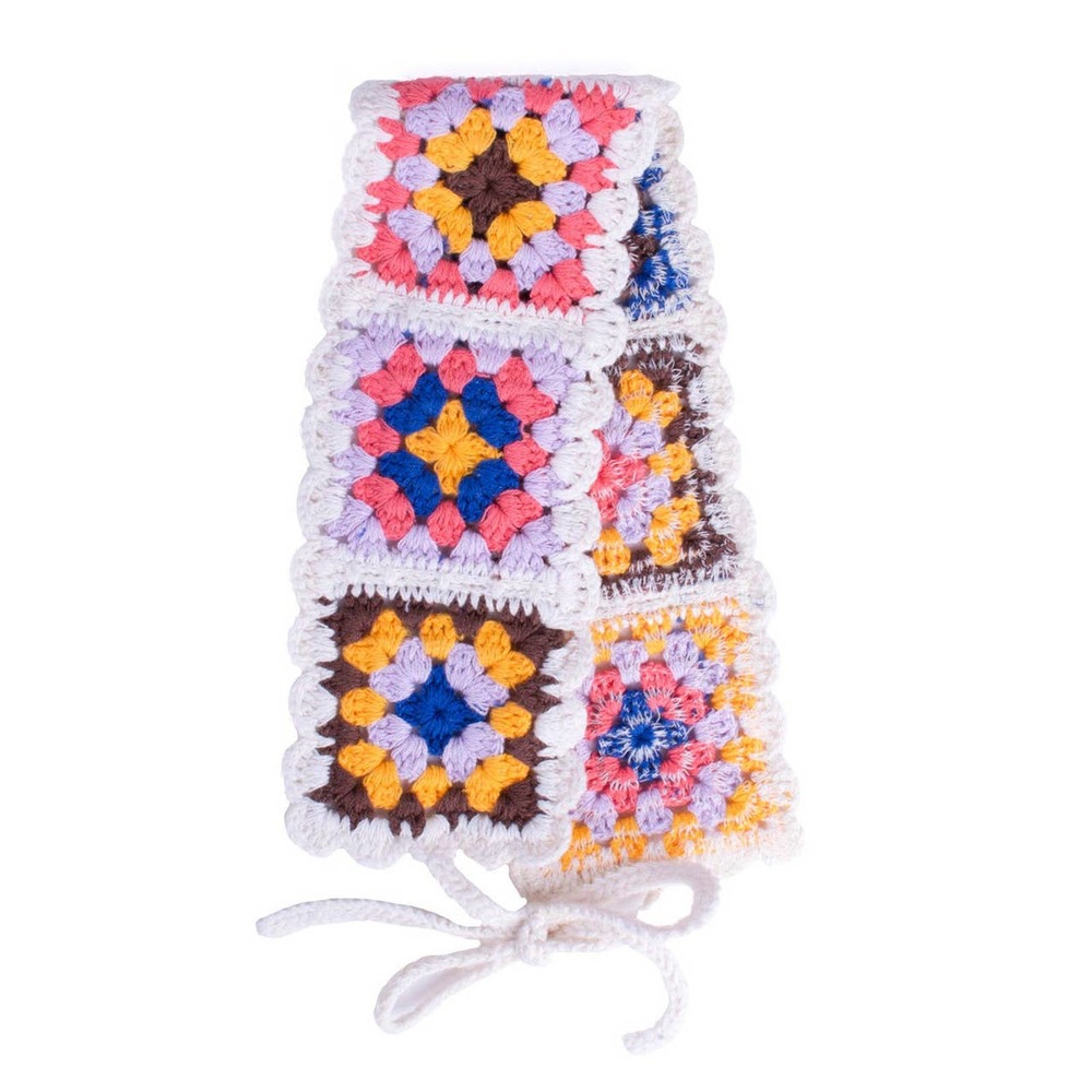 Crochet Boho Floral Hairband White and Multicolor